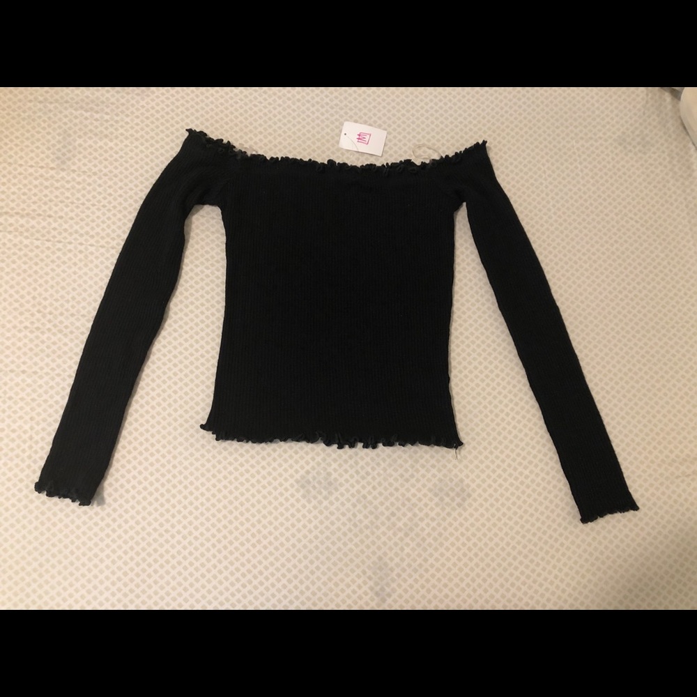 Knit off the shoulder crop top